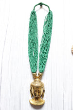 Load image into Gallery viewer, Green Beads Handcrafted Long Buddha Pendant Necklace
