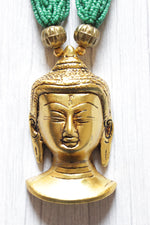 Load image into Gallery viewer, Green Beads Handcrafted Long Buddha Pendant Necklace
