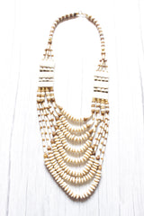 Elegant White and Brown Beads Handcrafted Statement Necklace