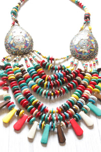 Multi-Color Beads Handcrafted Statement African Tribal Necklace