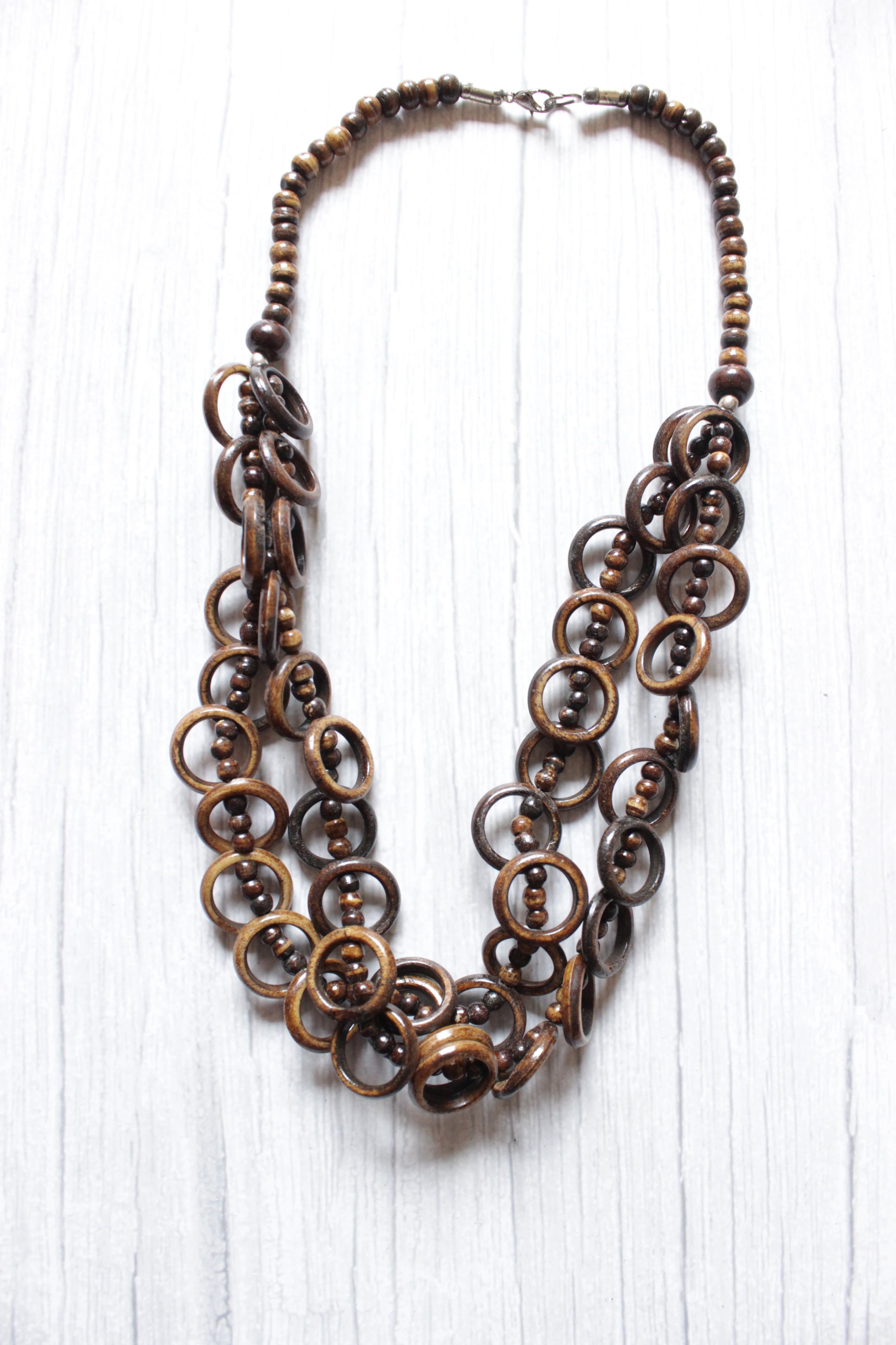 Circular Wooden Beads Handcrafted Necklace