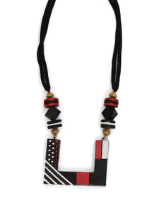 Black Abstract Beaded Terracotta Necklace set