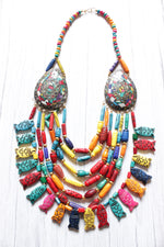 Load image into Gallery viewer, Multi-Color Beads Fish Motifs Handcrafted Statement African Tribal Necklace
