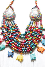 Load image into Gallery viewer, Multi-Color Beads Elephant Motifs Handcrafted Statement African Tribal Necklace

