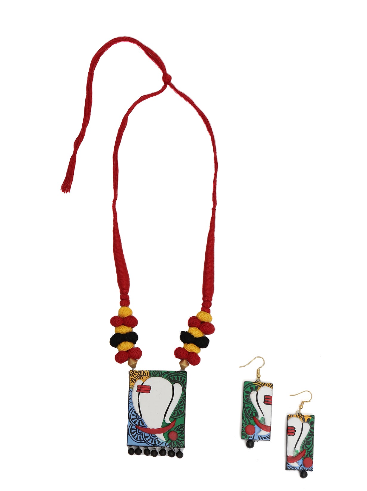 Ganesha Hand Painted Terracotta Necklace Set