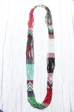 Load image into Gallery viewer, Color Blocked Multi-Color Beads Hand Braided Tribal Necklace
