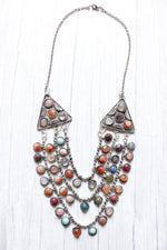 Load image into Gallery viewer, Multi-Color Resin Beads 3 Layer Metal Tibetan Necklace
