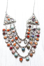 Load image into Gallery viewer, Multi-Color Resin Beads 3 Layer Metal Tibetan Necklace

