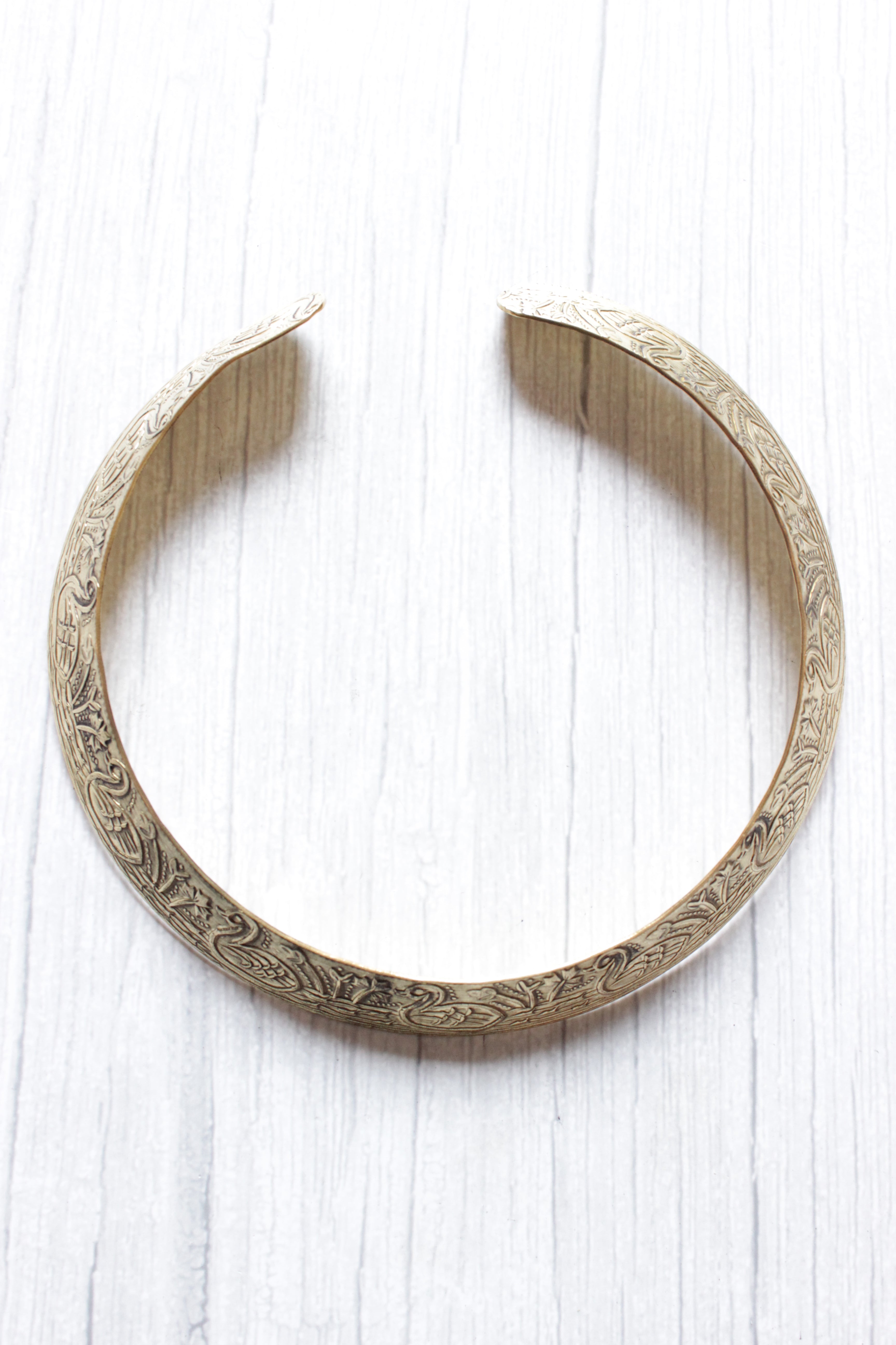 Swan Motifs Antique Finish Hasli Style Brass Choker Necklace