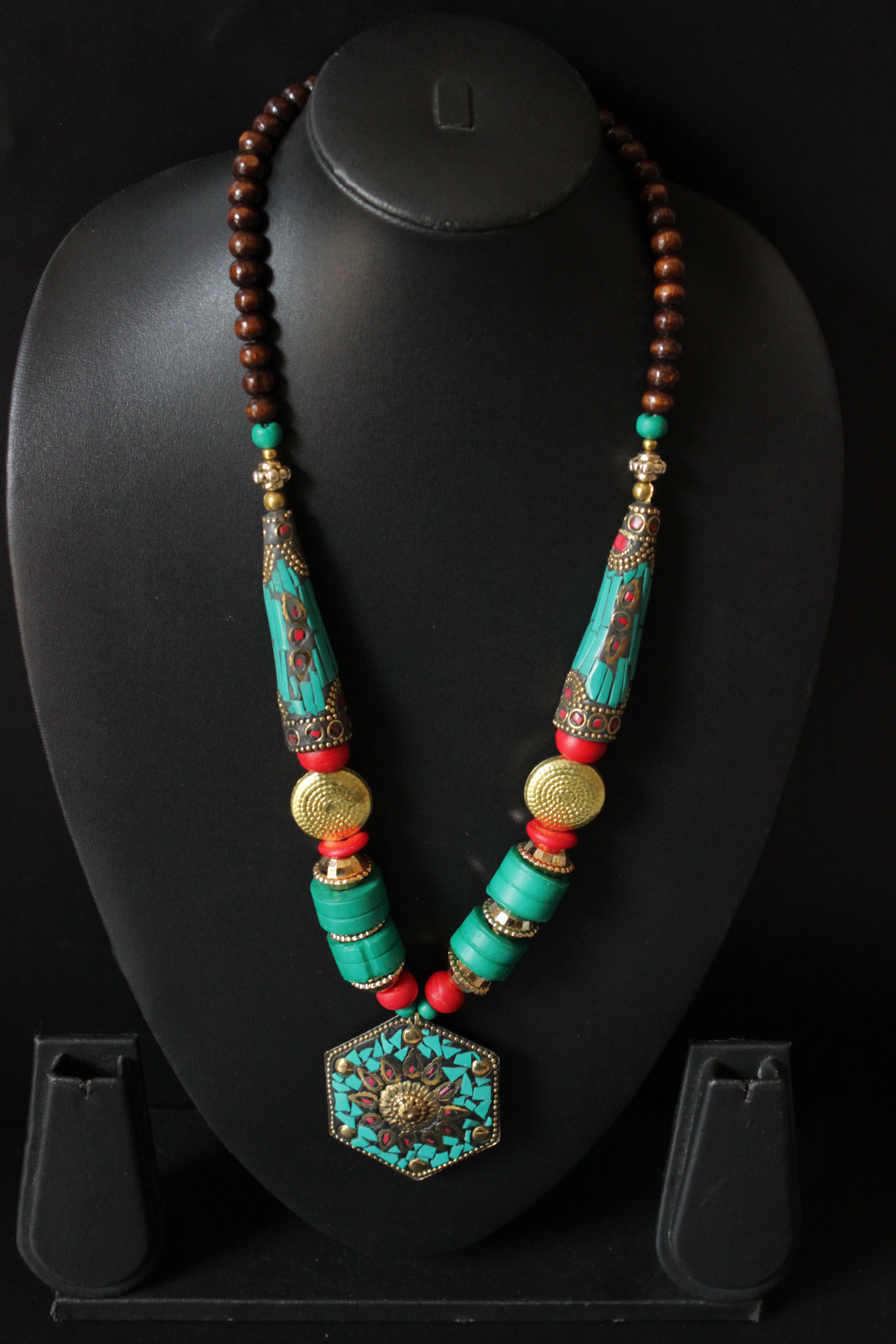 Brass Metal Pendant Handcrafted Beads African Tribal Necklace