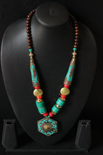 Load image into Gallery viewer, Brass Metal Pendant Handcrafted Beads African Tribal Necklace
