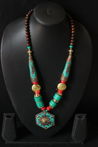 Brass Metal Pendant Handcrafted Beads African Tribal Necklace