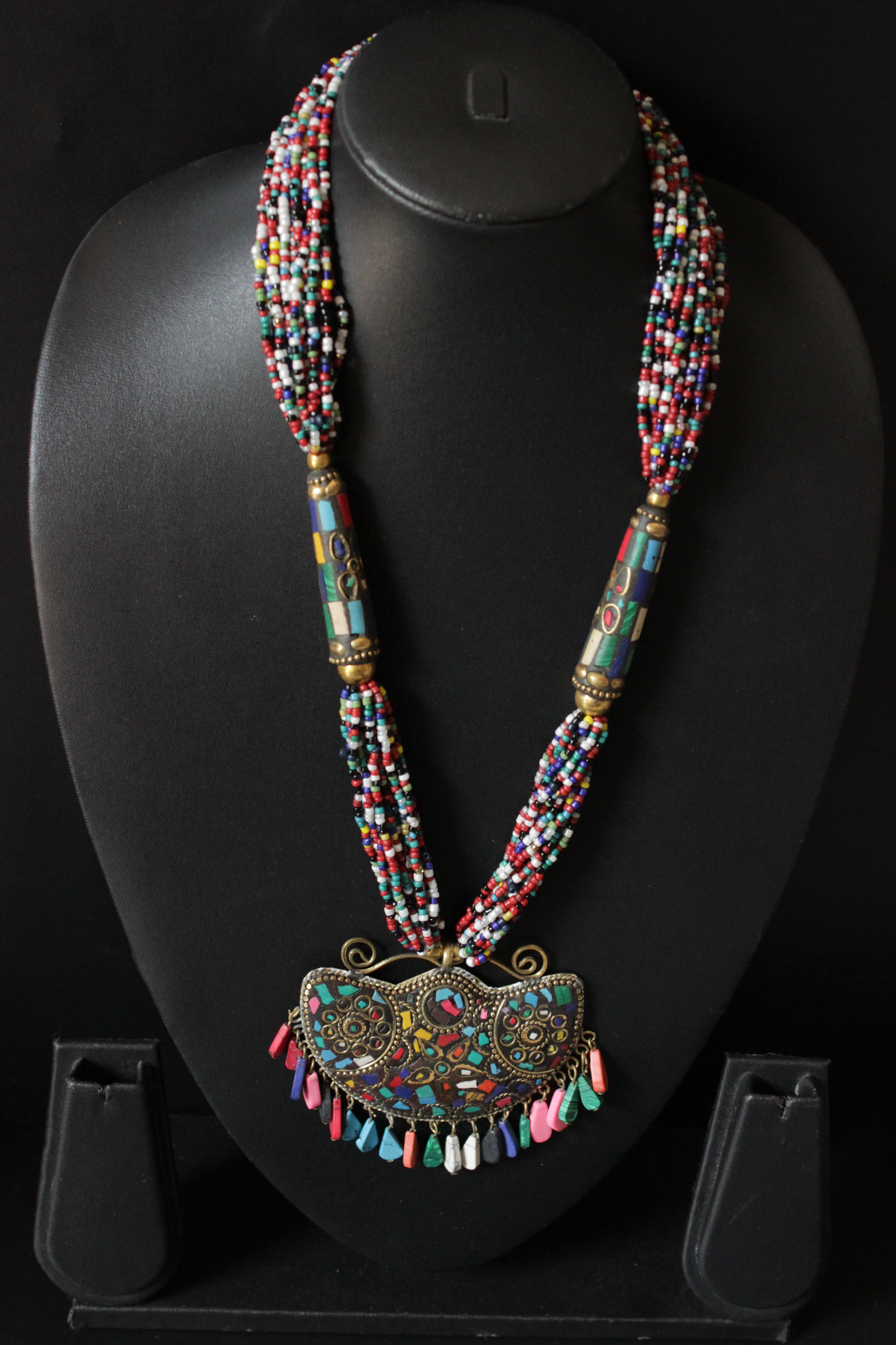 Multi-Color Beads Handcrafted Long Tibetan Necklace