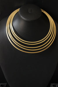 Multi-Layer Bright Finish Hasli Style Brass Choker Necklace