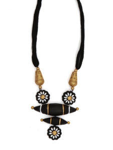 Black Hand Painted Terracotta Necklace Set