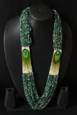 Load image into Gallery viewer, Peacock Colors and Motif Hand Braided Beads Necklace
