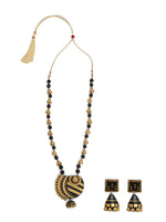 Load image into Gallery viewer, Handcrafted Black &amp; Golden Terracotta Necklace Set
