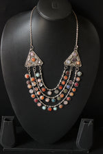 Load image into Gallery viewer, Multi-Color Resin Beads 3 Layer Metal Tibetan Necklace
