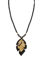 Load image into Gallery viewer, Elegant Leaf Shape Black &amp; Golden Handcrafted Terracotta Clay Necklace Set
