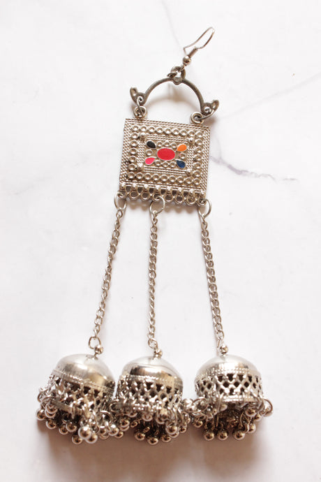 Afghani Dangler Earrings with 3 Jhumka Strands