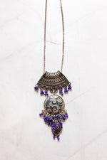 Load image into Gallery viewer, Silver Finish Tibetan Necklace Accentuated with Violet Beads
