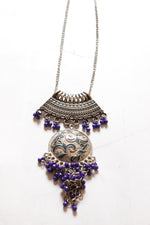 Load image into Gallery viewer, Silver Finish Tibetan Necklace Accentuated with Violet Beads
