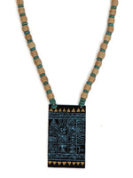 Load image into Gallery viewer, Wooden Beads Fabric Necklace Set with Handpainted Nature Motifs (Black)
