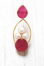 Load image into Gallery viewer, Bridal Plum Natural Gemstones Embedded Brass Dangler Earrings
