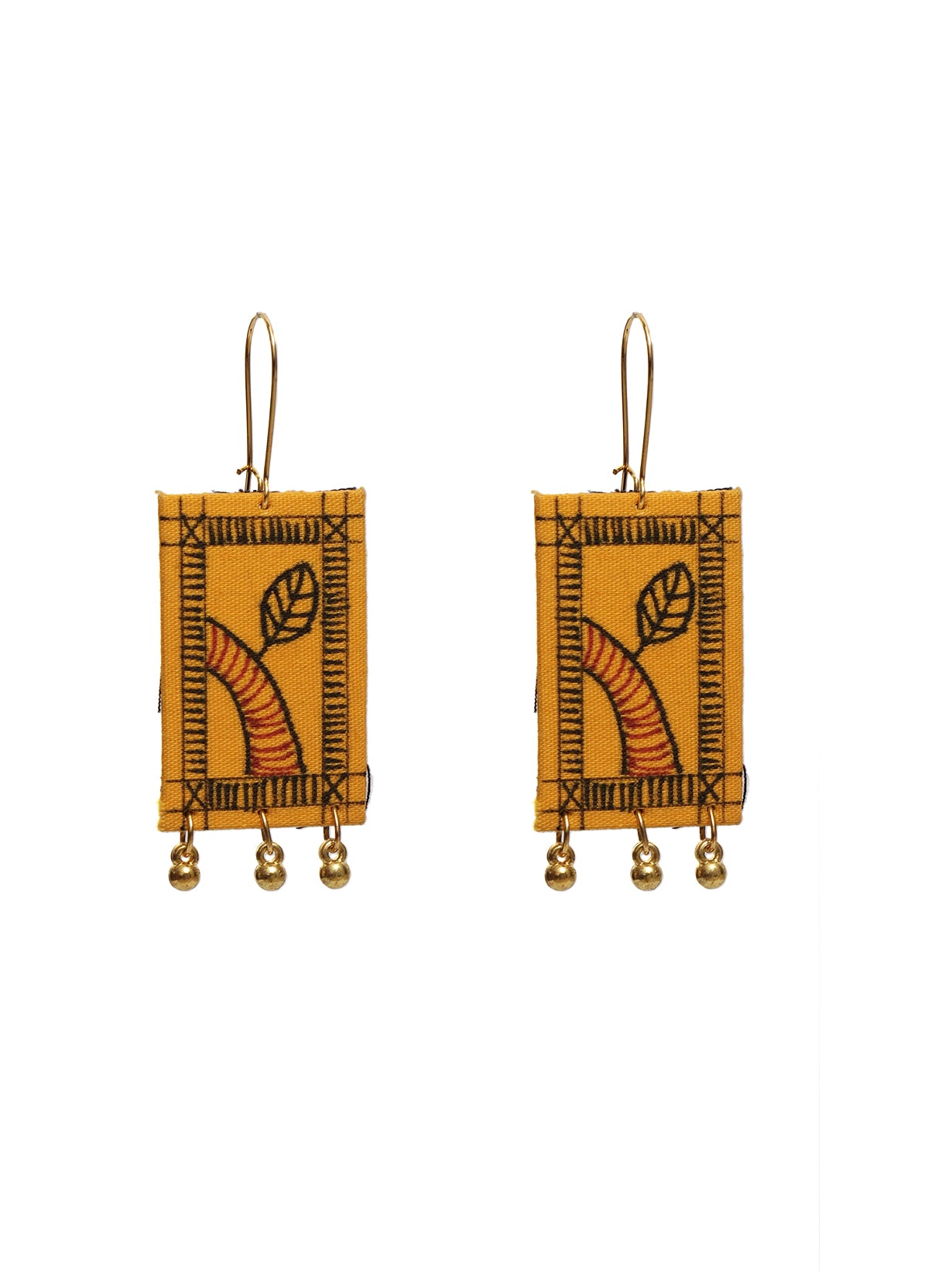 Tree Printed Fabric Necklace Set with Thread Closure