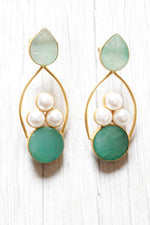 Load image into Gallery viewer, Shades of Blue Natural Gemstones Embedded Gold Plated Brass Dangler Earrings

