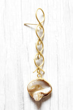 Load image into Gallery viewer, Ivory Natural Gemstone Embedded Gold Plated Brass Dangler Earrings
