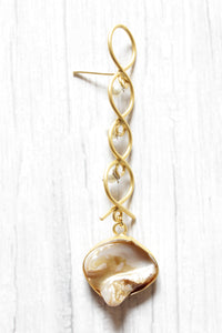 Ivory Natural Gemstone Embedded Gold Plated Brass Dangler Earrings