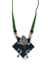 Handmade Exclusive Blue Fabric Necklace Set