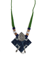 Load image into Gallery viewer, Handmade Exclusive Blue Fabric Necklace Set
