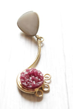 Load image into Gallery viewer, Pink Sugar Druzy Natural Gemstone Embedded Gold Plated Brass Contemporary Dangler Earrings
