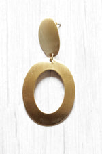 Load image into Gallery viewer, Modern Contemporary Brass Hoop Dangler Earrings
