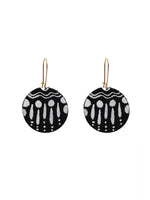 Load image into Gallery viewer, Monochrome Hand Painted Fabric Necklace Set with Wooden Beads
