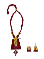 Load image into Gallery viewer, Red Tribal Fabric Necklace set
