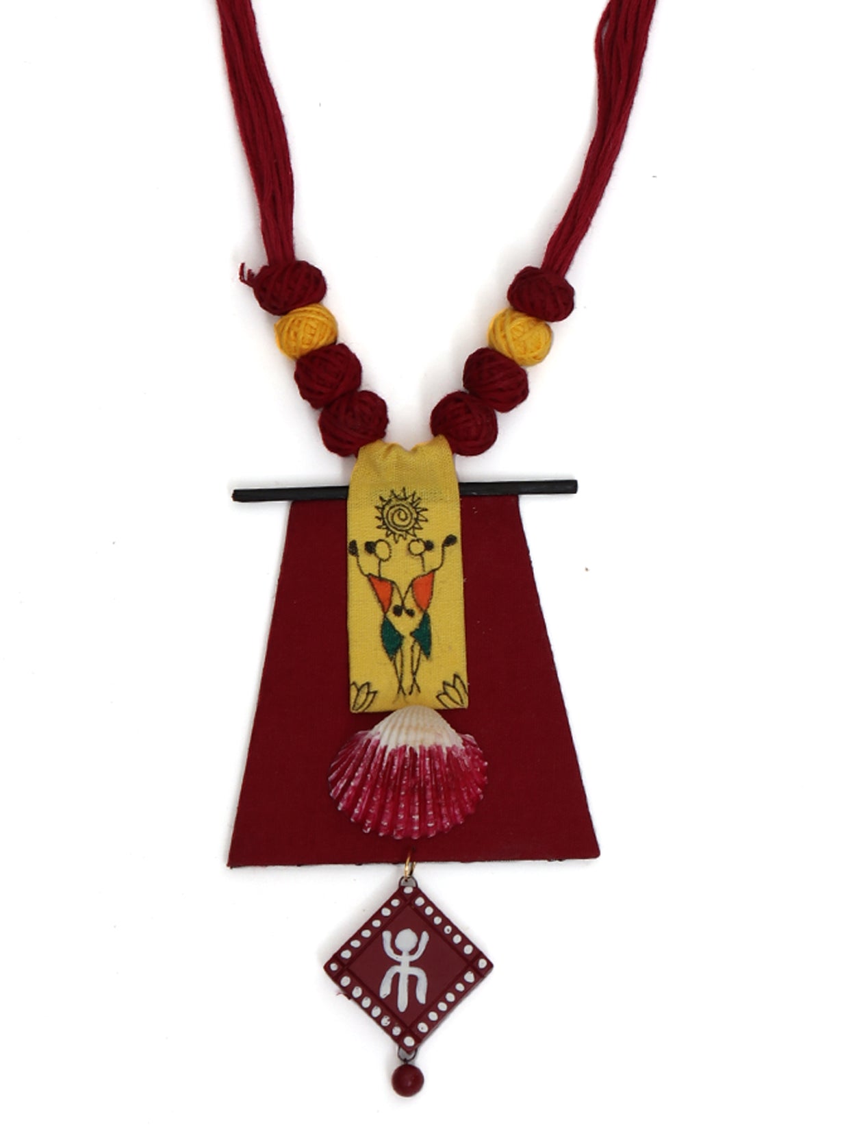 Red Tribal Fabric Necklace set