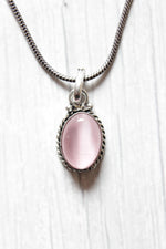 Load image into Gallery viewer, Pink Natural Stone Embedded Silver Finish Necklace Set with Ring
