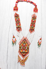 Load image into Gallery viewer, Red, White &amp; Multi-Color Handcrafted Beaded Necklace Set with Dangler Earrings
