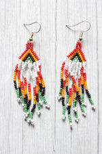 Load image into Gallery viewer, Red, White &amp; Multi-Color Handcrafted Beaded Necklace Set with Dangler Earrings
