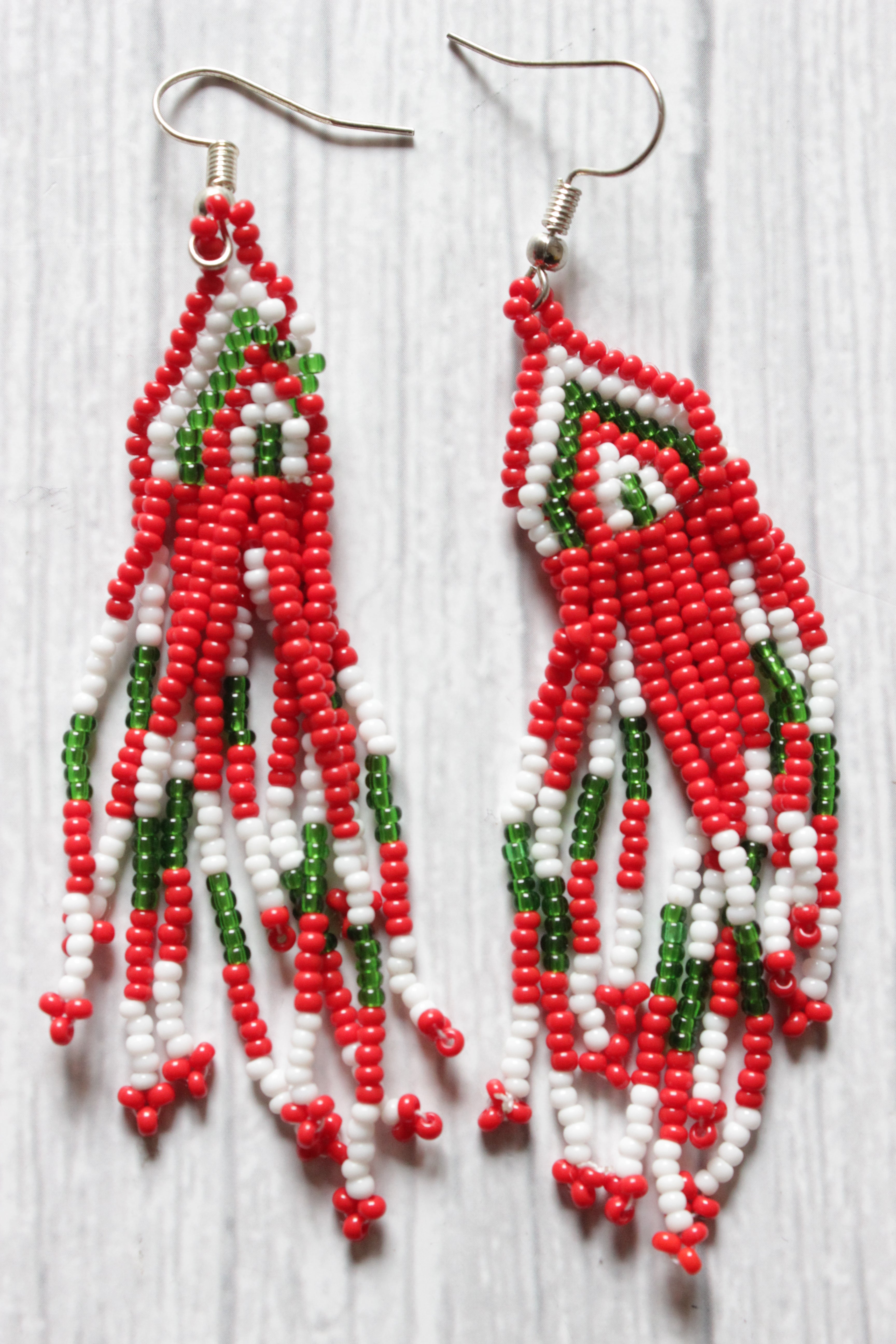 Multi-Color Elaborate Handcrafted Beaded Necklace Set with Dangler Earrings