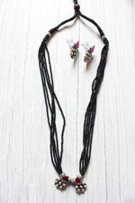 Load image into Gallery viewer, Stringed Black Beads Pink Stone Embedded Mangalsutra Necklace Set
