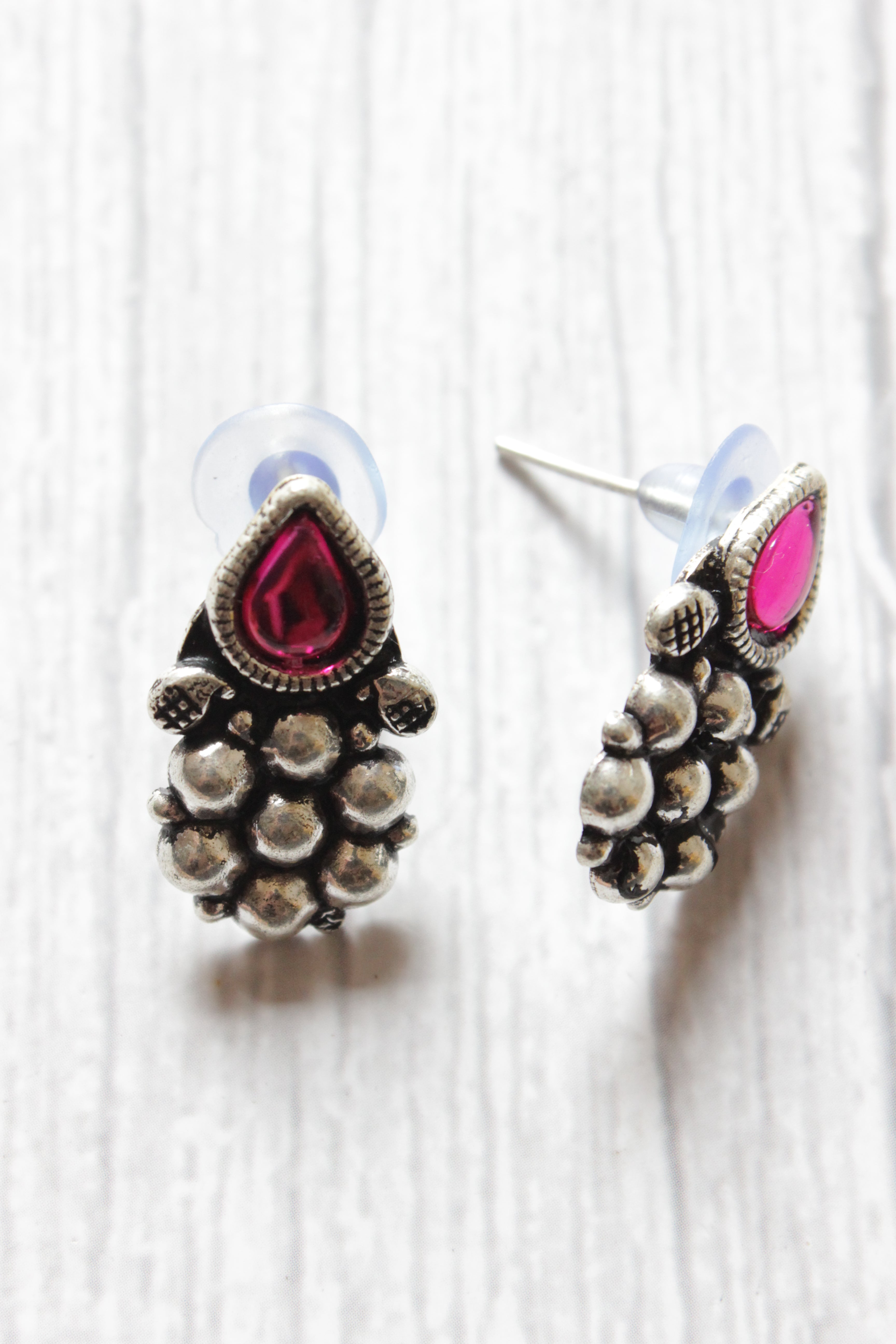 Stringed Black Beads Pink Stone Embedded Mangalsutra Necklace Set