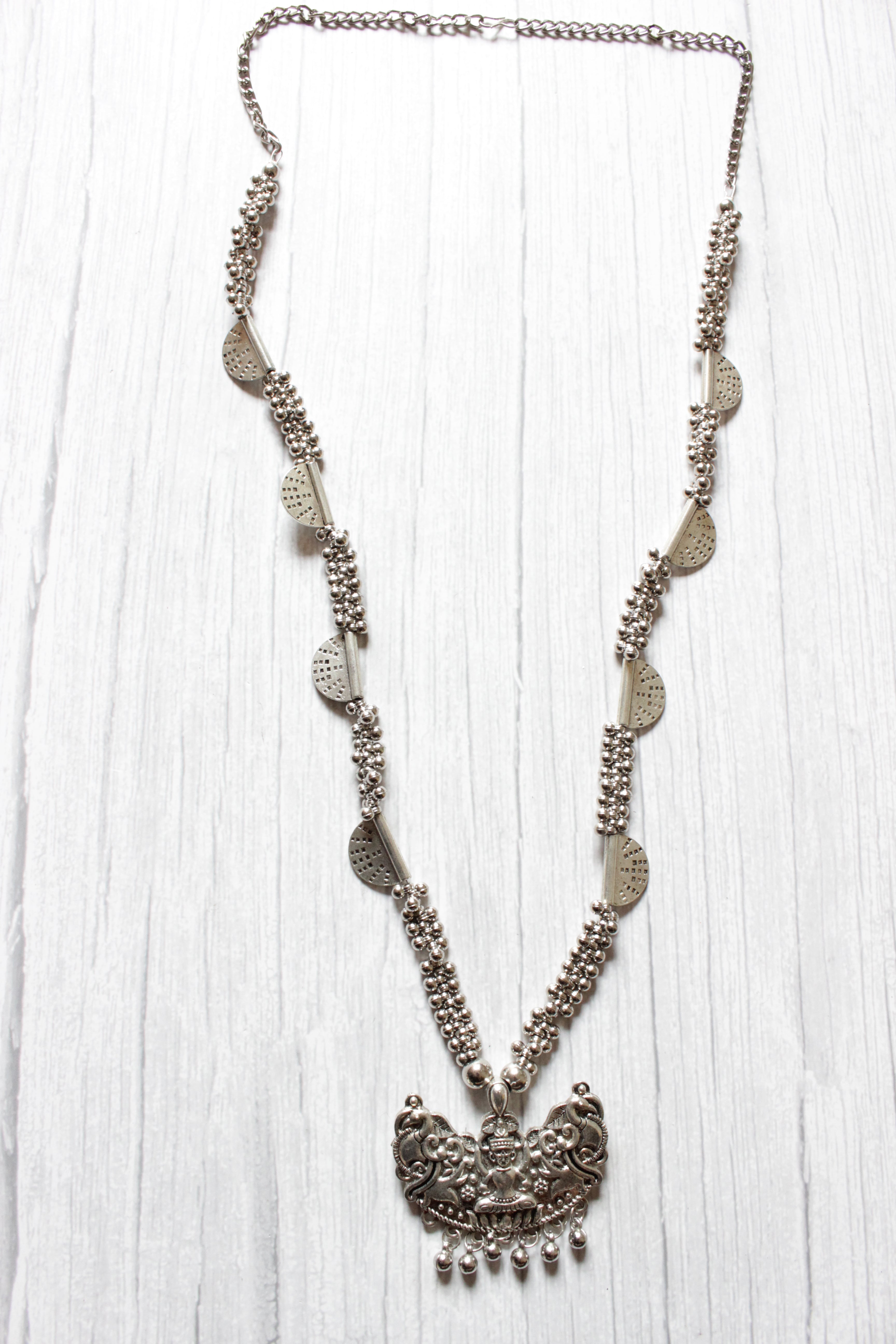Silver Finish Long Chain Metal Necklace