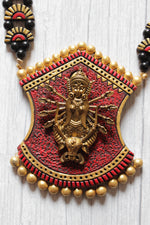 Load image into Gallery viewer, Handcrafted Red, Golden and Black Religious Motif Terracotta Clay Necklace Set
