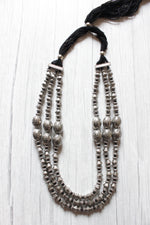 Load image into Gallery viewer, Oxidised Finish 3 Layer Necklace with Adjustable Thread Closure
