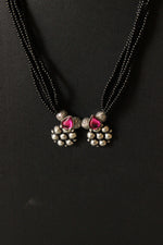 Load image into Gallery viewer, Stringed Black Beads Pink Stone Embedded Mangalsutra Necklace Set
