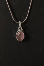 Load image into Gallery viewer, Pink Natural Stone Embedded Silver Finish Necklace Set with Ring
